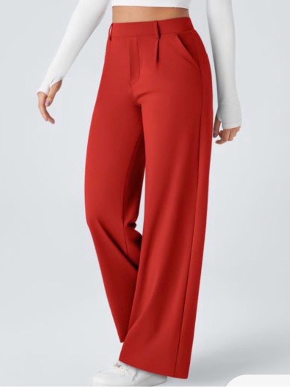 HALARA Wide-Leg High-Rise Pants in Brick Red